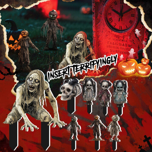 MIAOMIAOCC Decoração de Halloween para Casa, Prato de Chão 2D de 6 Polegadas com Tema de Halloween, Ideal para Decoração de Quintal, Pátio,