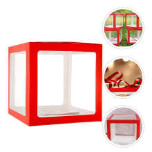 4 ks červených papierových krabičiek na balóny na narodeninovú a svadobnú výzdobu, jednoduchá montáž, 9,5 x 9,5 x 9,5 palca