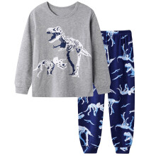 Småbørn Baby Drenge Piger Pyjamas Børn Tegneserie2PCS Pyjamas Langærmet Tegneserie Dyr Dinosaur Nattøj Hjemmetøj Sæt Nattøj