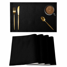 Jogo de 12 jogos americanos pretos, de cor sólida, antiderrapantes e laváveis, para decoração de mesas de jantar e cozinha, para uso interno e