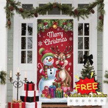 Decoração de Natal para Porta – Painel de Boneco de Neve, Faixa Decorativa para Porta de Entrada e Fundo para Fotos, Compatível com Decoração