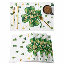 St. Patrick's Day Placemats Watercolor Green Shamrocks
