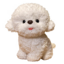Peluche realista de perro de 19,8 cm (7,8 pulgadas) – Almohada para abrazar para niños de 2 a 6 años y adultos, color blanco, compatible con