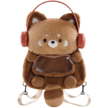 Zaino carino e soffice a forma di panda rosso, zaino con peluche, zaino kawaii a forma di panda, borsa a tracolla soffice, zaino casual da giorno per