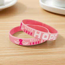 Pulseiras de silicone para conscientização sobre o câncer de mama – Design com laço para o mês de prevenção, eventos e uso diário,