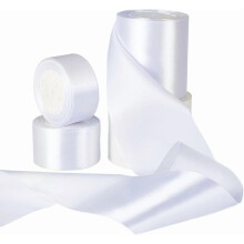 Fita de cetim dupla face branca de 73 jardas (1,5"/2"/4") – Poliéster, para embrulho de presentes, arranjos florais, costura, decoração de