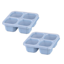 2 Bento-Snackboxen, 4-Fächer-Lebensmittelbehälter mit Deckel, wiederverwendbare, unterteilte Lunchboxen für die Zubereitung von Mahlzeiten,