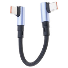Kort hankabel för USB-C-laddning, 90 graders vinklad spets, 6 Amp snabbladdningskabel, stöder dataöverföring för bärbara datorer och telefoner.