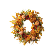 Corona otoñal con calabaza, bayas y hojas – Decoración para interiores y exteriores para el Día de Acción de Gracias, 45 cm/50 cm/53 cm,