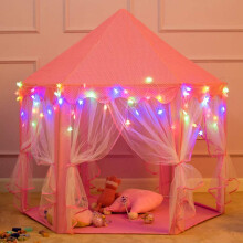 Tenda da gioco a forma di castello per bambine, tenda da gioco per bambini, grande, esagonale rosa, 55" x 53", casette da gioco per bambini per