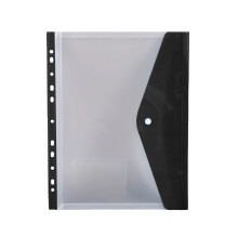 Pastas plásticas transparentes com 11 furos para fichário, ideais para documentos e folhas soltas, perfeitas para casa e escritório.