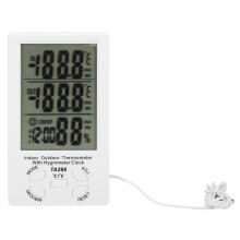 C/F Unit Selectable Digital Temperature Monitor Indoor Outdoor Thermometer Hygrometer Room Humidity Test Meter with External Sensor Large-character