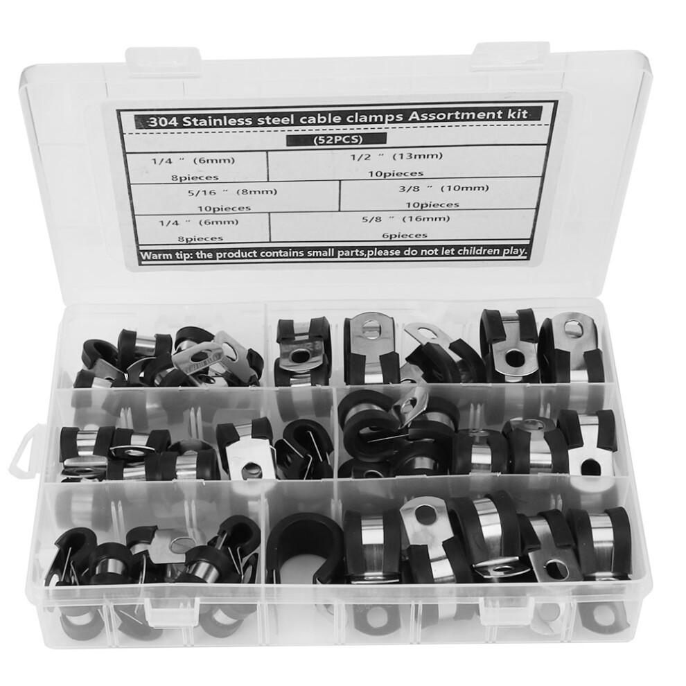 Stainless Steel Rubber Cushion Cable Clamps Set Easy To Install Wide Application Vibration Prevention Impact Protection Corrosion Resistance Acid 9049227992805