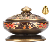 Exquisite Gift Box Packaging Incense Holder Copper Lotus Censer Burner With Hand Carved Details, Classic Design For Meditation And Home Atmosphere