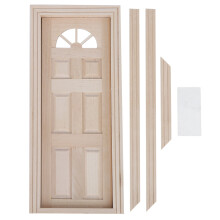 Porte intérieure miniature artisanale avec double cadre de fenêtre, design traditionnel en bois, idéale pour les décorations de maisons de