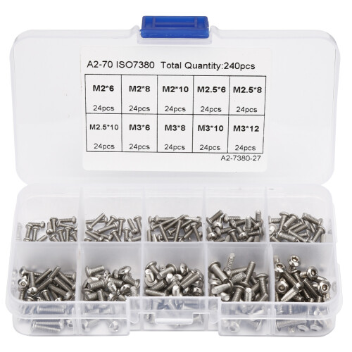 Assortment Kit Socket Cap Screws Stainless Steel Corrosion Resistant Anti Rust Hex Socket Nut Countersunk Head Metric Thread Easy To Install Reusable