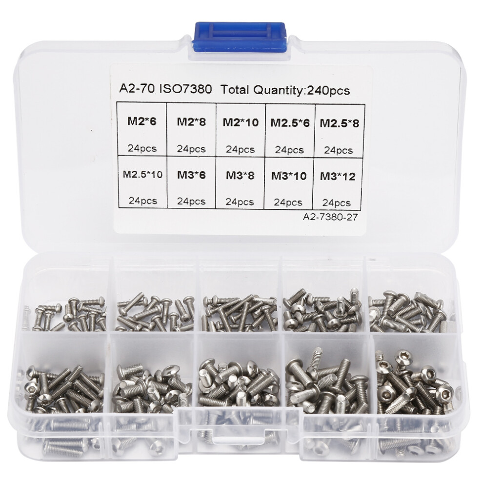 Assortment Kit Socket Cap Screws Stainless Steel Corrosion Resistant Anti Rust Hex Socket Nut Countersunk Head Metric Thread Easy To Install Reusable 9180479907893