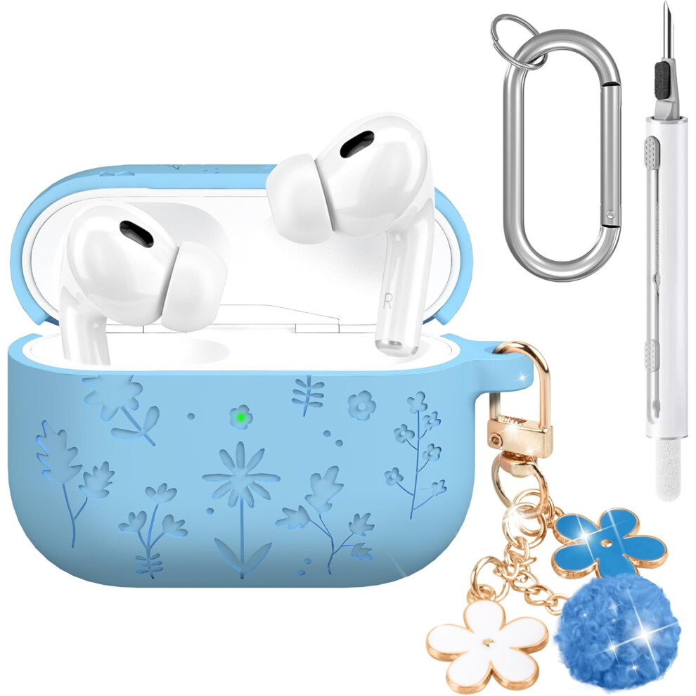 Seltureone Compatible With Airpods Pro 3 Case Â Cherry Blossom Keychain & Cleaning Kit, Soft Silicone Shockproof Flower Engraved Cover Pink 9340959301942