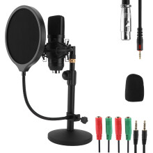 Microfoonstatief met ruisonderdrukking en popfilter voor condensatormicrofoons, draagbaar ontwerp voor professionele geluidskwaliteit en stabiele