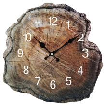 Horloge murale en bois avec finition grain de bois ancien, 30 cm (12 pouces), silencieuse