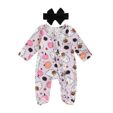 Niedlicher Halloween-Jumpsuit für Kleinkinder (0-6 Monate) mit Kürbisprint, langen Ärmeln und Reißverschluss – perfekt für Halloween!