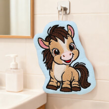 Serviettes de toilette et peluches absorbantes à suspendre, motif mignon, pour la salle de bain et la cuisine, année du Cheval.