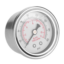 Drukmeter met lage montage 0-160 PSI, roestvrijstalen behuizing, met glycerine gevulde wijzerplaat, messing NPT-schroefdraad, multifunctioneel