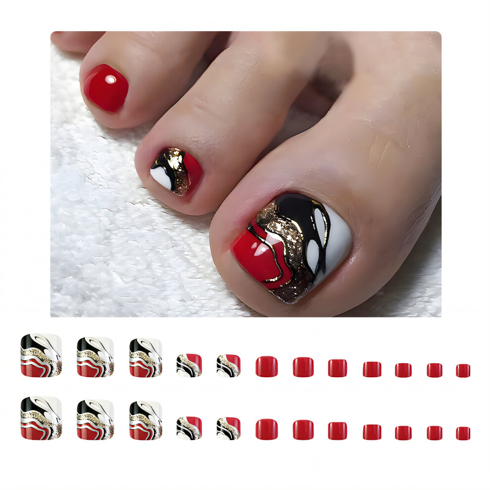 Press-on Nails Square Short 24 pcs with Jelly Glue
