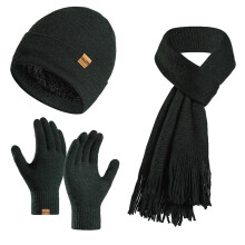 Women's Solid Knit Set: Hat, Scarf & Gloves – Warm Winter Gift for Teens, Christmas Stocking Stuffer, Compatible with Teens