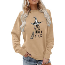 Damskie bluzy casualowe z nadrukiem w litery Halloween, luźny krój, uniwersalny, długi rękaw, wygodny sweter, modne bluzki damskie