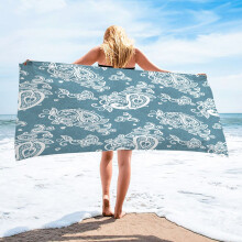 Lichtgewicht microvezel strandhanddoek 76 x 152 cm, sneldrogend, zacht, meerkleurige print – geschikt voor al uw strand- en reisbehoeften.