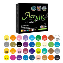 36Color 7100 Soft Acrylic Water Paint Markers - Dual Tip Hand Drawn Graffiti Art Markers for Multi-Surface Painting
