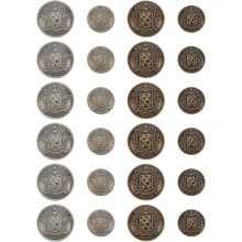 24pcs Brass 4-Hole Buttons (2 Sizes), Half-Round, for Blazer/Sweater/Jacket – Bronze & Gunmetal, Compatible with Sewing & Crafting