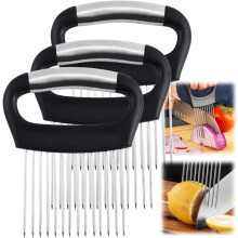 Onion Slice Holder, 2026 New Stainless Steel Holder for Slicing, Chopper Assistant Tool, Cutter for Meat, Onion, Potato, Tomato - Kitchen Gadgets