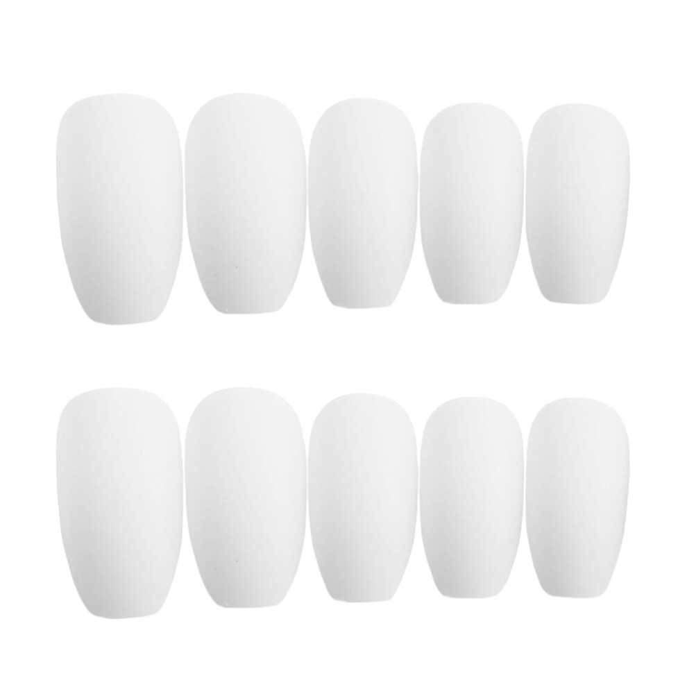 FRCOLOR White Plastic Fake Nails for Manicure Use Easy to Apply and DIY Unique Nail Art 24pcs