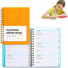 Upgraded Password Organizer Book 5.7"x4.3", A-Z Tabs, Spiral-Bound Login Logbook for Home/Office/Travel
