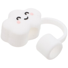1Pcs Silicone Straw Covers Cap for Tumblers Prevents Impurities Travel White Cloud Shaped