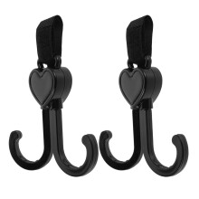 2Pcs Universal Pram Bag Hooks for Strollers Pushchairs and Walkers Heavy Duty Black