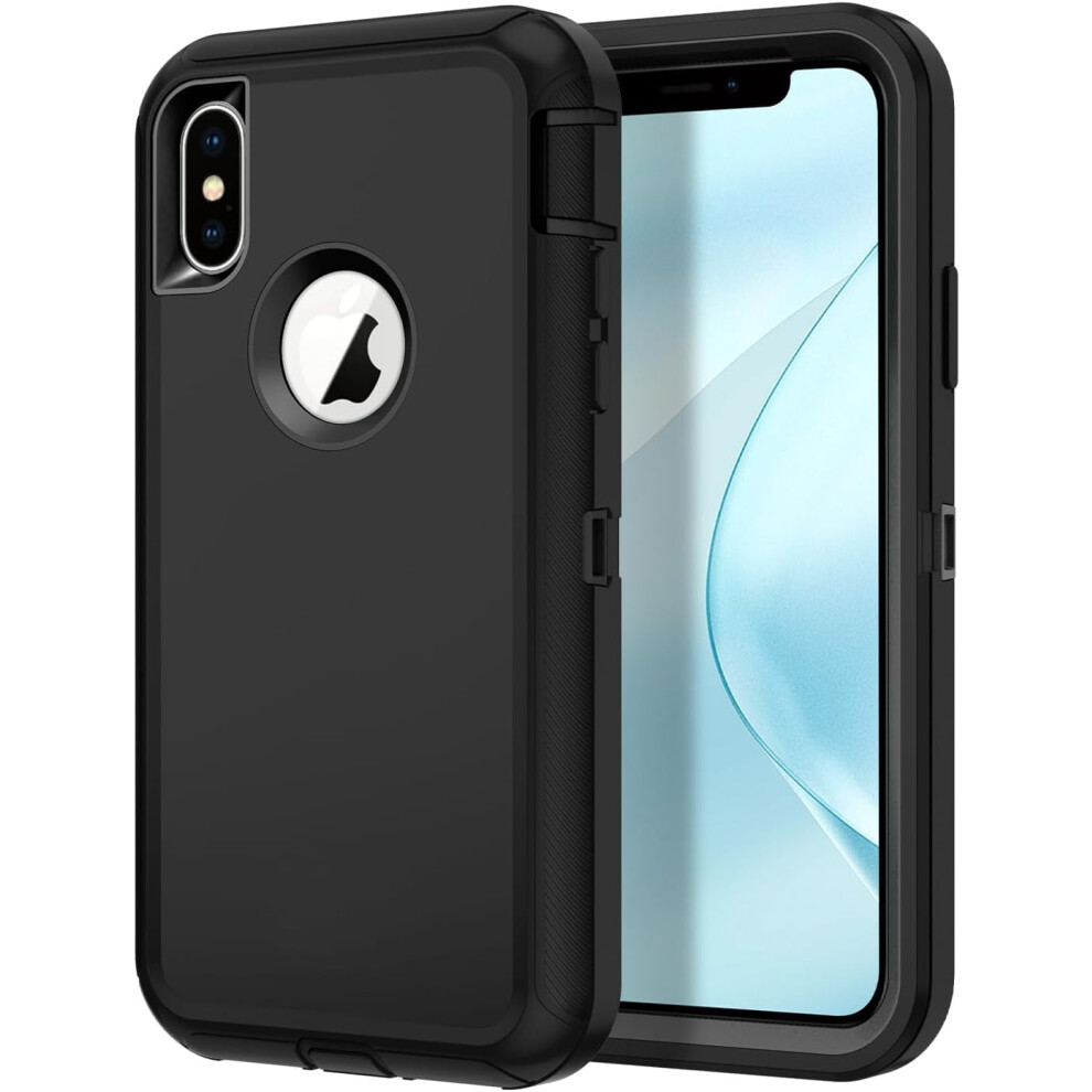 Shockproof Rugged 3-Layer Case For Compatible With Iphone X/Xs (5.8"), Â Dust & Drop Proof Black 9399596190556