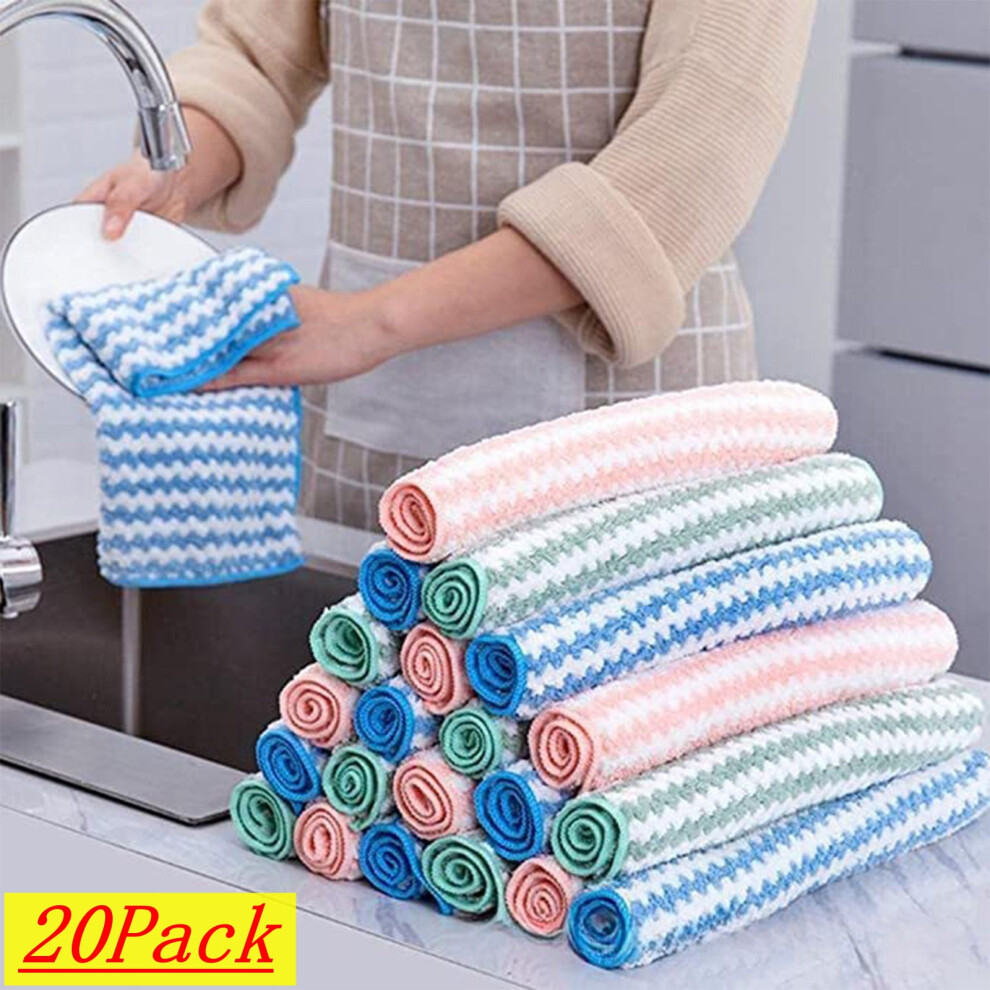 20 Packs Kitchen Dishcloths 8x8 Inches Kitchen Dish Cloths for Washing Dishes Scrubbing Wash Cloths Dish Towels Sets (Mix Color)