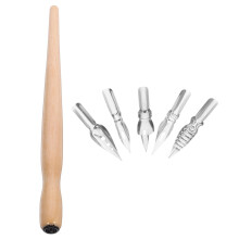 Masteelf Handmade Calligraphy Pen with Delicate Steel Nibs and Wooden Rod for Practice and Drawing Assorted Color