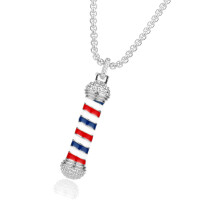 Fashion Barber Shop Poles Pendant Necklace Accessory for Hairdressers and Hairstylists in Gothic Styled Jewelry