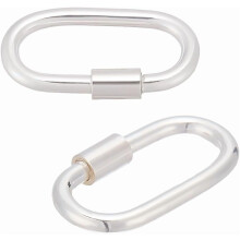 2Pcs 925 Sterling Silver Locking Carabiner Clasps Oval Screw Carabiner Lock Snap Clip Hook Clasp Necklace Link Components