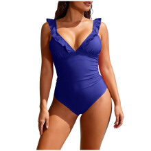 Women's One-Piece Swimsuit with Tummy Control and Ruffle