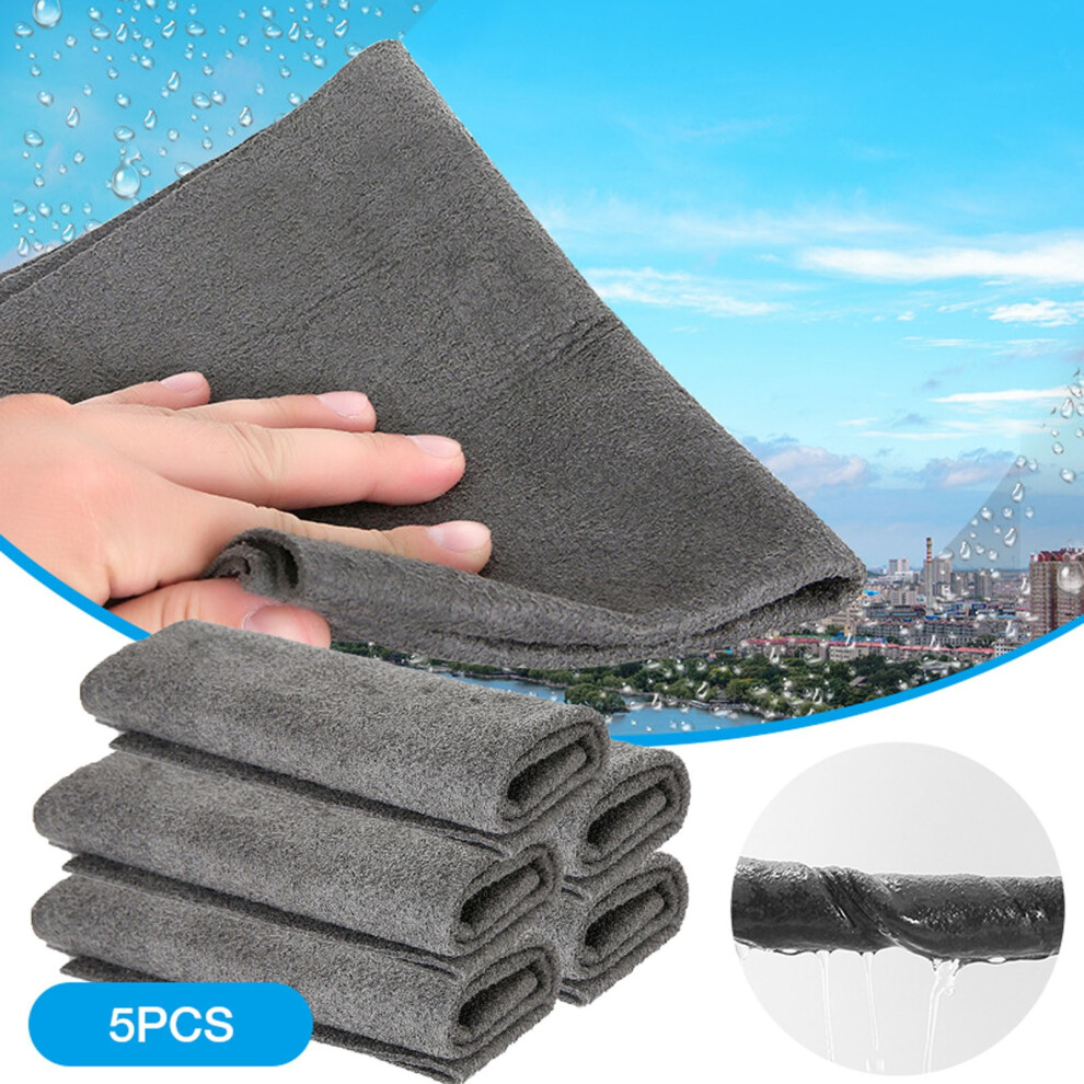5Pcs Thickened Microfiber Cleaning Cloths (11.8"X11.8"), Streak-Free, Lint-Free, Compatible With Glass & More 9085618425934