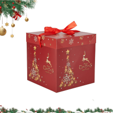 Cajas de regalo navideñas con tapa, 3 tamaños (9,9 cm/15 cm/20 cm), cuadradas apilables, diseño de bastón de caramelo, lazo rojo, cajas para
