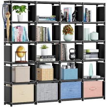 20-Cube Metal Book Shelf, DIY Cube Organizer for Bedroom, Living Room, Office – Black, Compatible with XXX