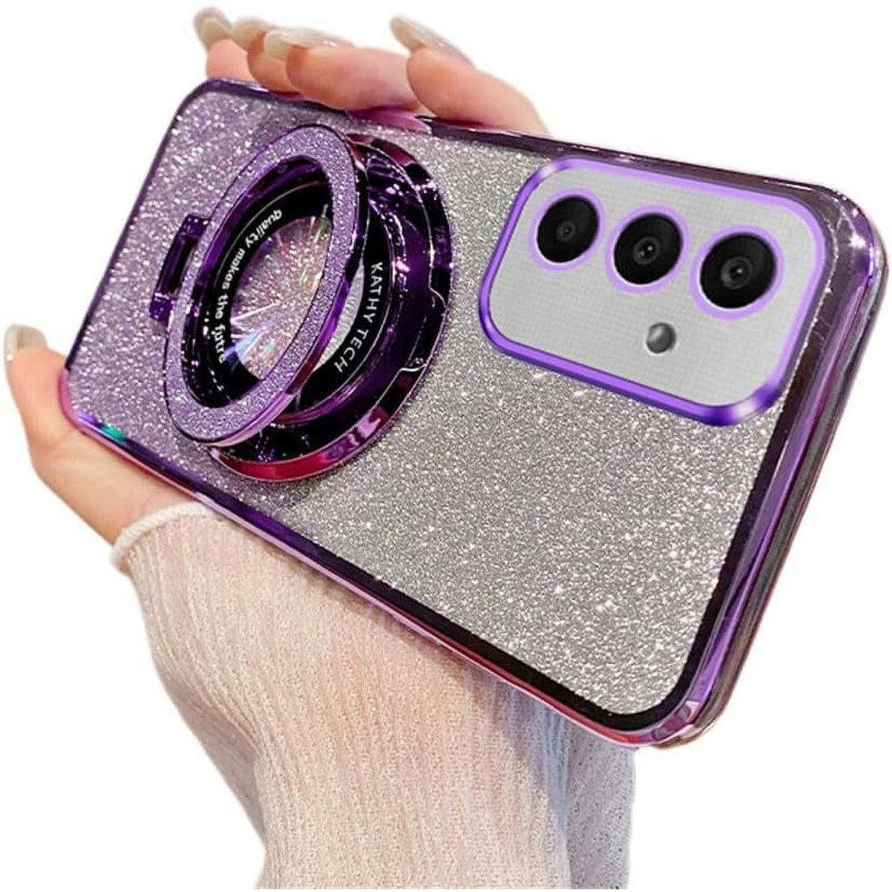 Magnetic Sparkle Case For Compatible With Samsung Galaxy A15 5G Â Slim Clear Glitter, Shockproof Tpu With Stand, Purple 9085618429871