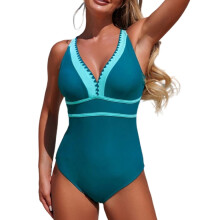 One Piece Swimsuit for Women Tummy Control Color Block
