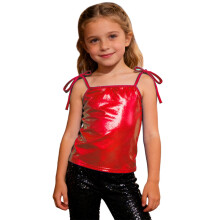 AWZXDE Girls Sparkly Tank Top With Adjustable Tie Straps Longline Vest For Party Casual Wear And Kids Vest Apparel Red,4-7 Years